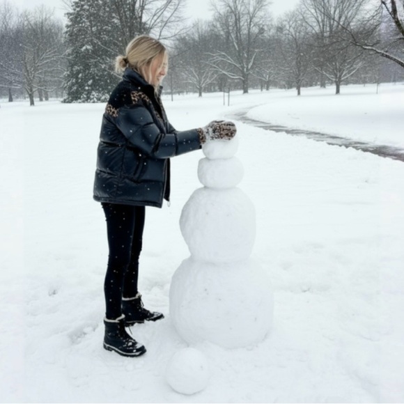 NVLT Nordstrom Mixed Media PufferBlack Lepoard Print Jacket - Picture 2 of 8